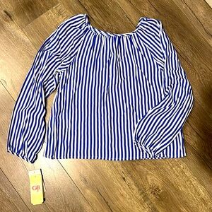 GB girls Blue/White striped blouse. New with tags. Size large